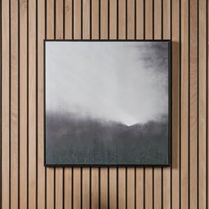 Monochrome Abstract Square Framed Canvas White