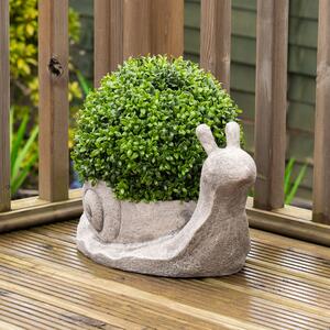 Artificial Boxwood Topiary in Snail Plant Pot Green