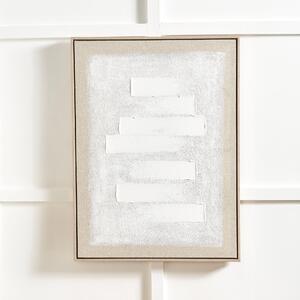 White and Natural Textured Framed Canvas White