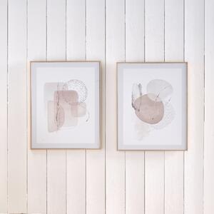 Set of 2 Natural Abstract Framed Canvases White