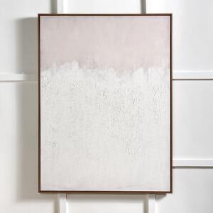 Large Natural and White Abstract Framed Canvas White