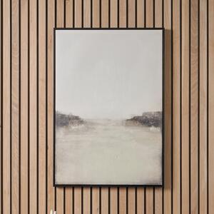 Grey and White Abstract Framed Canvas Grey