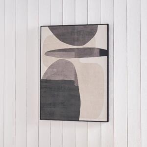 Monochrome Ovals Natural Framed Canvas Brown