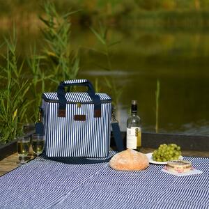 Three Rivers Insulated Family Cool Bag and Picnic Blanket Navy Blue/White