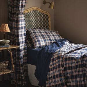 Piglet Atlantic Dallington Check Linen Blend Duvet Cover Size Super King