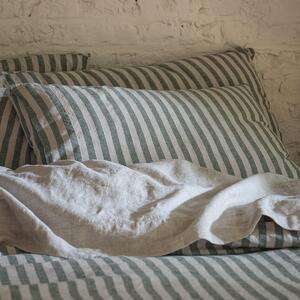 Piglet Fern Green Pembroke Stripe Linen Blend Pillowcase (Pair) Size Super King