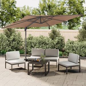 LED Cantilever Garden Parasol Taupe 400x300 cm