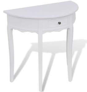 Console Table with Drawer Half-round White