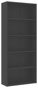 5-Tier Book Cabinet Black 80x30x189 cm Engineered Wood