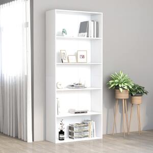 5-Tier Book Cabinet White 80x30x189 cm Engineered Wood