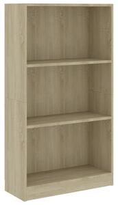 3-Tier Book Cabinet Sonoma Oak 60x24x109 cm Engineered Wood