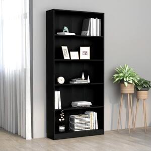 5-Tier Book Cabinet Black 80x24x175 cm Engineered Wood