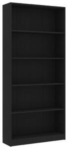 5-Tier Book Cabinet Black 80x24x175 cm Engineered Wood
