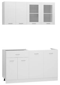 4 Piece Kitchen Cabinet Set White Engineered Wood