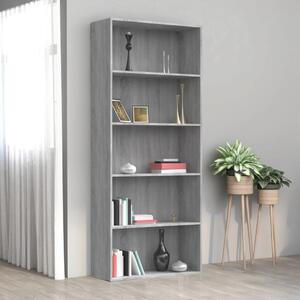 5-Tier Book Cabinet Grey Sonoma 80x30x189 cm Engineered Wood