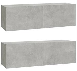 Wall TV Cabinets 2 pcs Concrete Grey 100x30x30 cm Engineered Wood