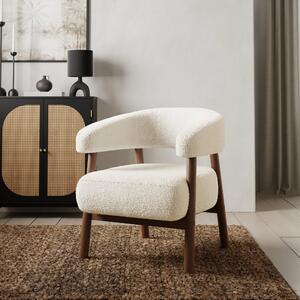 Cleo Curved Sherpa Accent Chair, Ivory Ivory