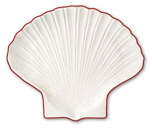 Byon Shell Line side plate S 13x16 cm White-red