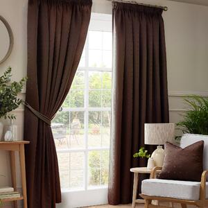 Madison Ready Made Pencil Pleat Curtains Chocolate