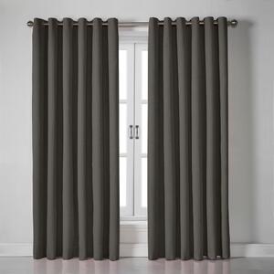 Linen Look Blackout Ready Made Eyelet Curtains Grey