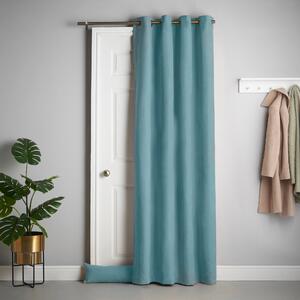 Velvet Chenille 56x84 Interlined Eyelet Door Curtain Teal