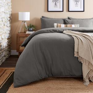Simply 100% Brushed Cotton Duvet Cover and Pillowcase Set Steeple Grey