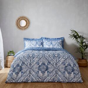 Amara Global Blue Duvet Cover and Pillowcase Set Blue/White