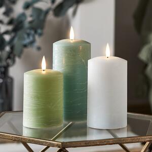 TruGlow® Neutral Green LED Pillar Candle Trio