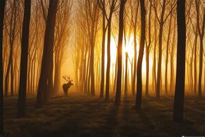 Poster Stefan Miron - Hirsch im Wald