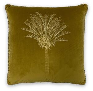 Sertus Palm Embroidered Square Scatter Cushion | Velvet Accent Pillow