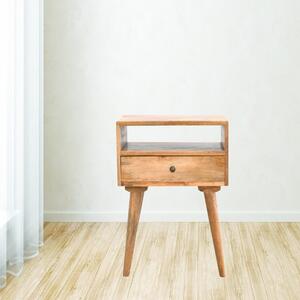 100% Solid Wood Bedside Table with Spacious Drawer and Open Shelf, Hand-finished Crafted Desk for Bedroom, 35 x 45 x 57 cm, Brown Aosom UK