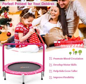 Costway Child's Folding Trampoline with Padded Edge Cover and Full Covered Handle-Pink
