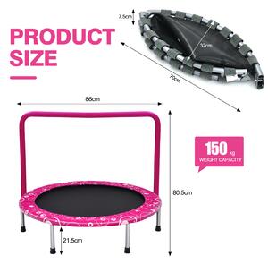 Costway Child's Folding Trampoline with Padded Edge Cover and Full Covered Handle-Pink