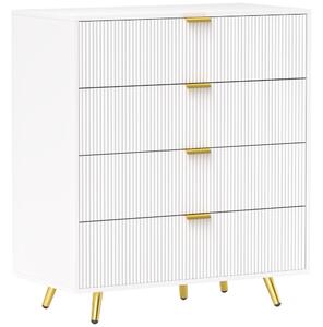 HOMCOM Elegant Four-Drawer Bedside Table - White