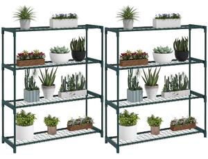 Outsunny Four-Tier Steel Plant Shelf - Black
