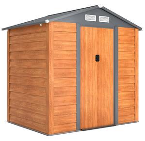 Outsunny 6 x 5 ft Garden Storage Shed Apex Store for Gardening Tool with Foundation and Ventilation, Brown