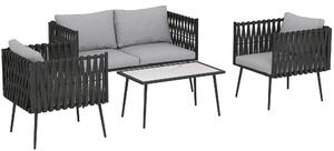 Outsunny 4-Piece Garden Furniture Set with Cushions - Light Grey