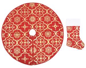 Luxury Christmas Tree Skirt with Sock Red 90 cm Fabric
