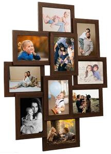 Collage Photo Frame for 10x(10x15 cm) Picture Dark Brown MDF