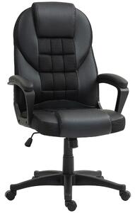 HOMCOM Executive Office Chair, PU Leather High Back Desk Chair, Swivel Computer Chair with Adjustable Height and Tilt Function, Black Aosom UK