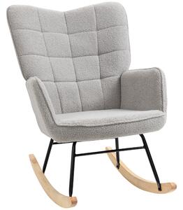 HOMCOM Berber Fleece Nursery Glider Rocker for Nursing, Wingback Rocking Chair for Living Room, Light Grey Aosom UK