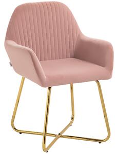 HOMCOM Modern Arm Chair Upholstered Accent Chair with Metal Base for Living Room Pink