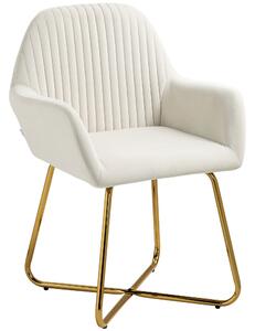 HOMCOM Modern Arm Chair Upholstered Accent Chair with Metal Base for Living Room Cream White