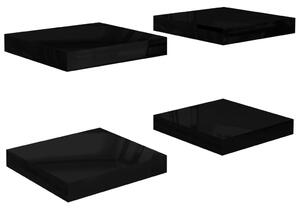 Floating Wall Shelves 4 pcs High Gloss Black 23x23.5x3.8 cm MDF