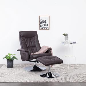 Recliner Chair with Footstool Brown Faux Leather