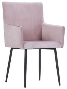 Dining Chairs with Armrests 2 pcs Pink Velvet