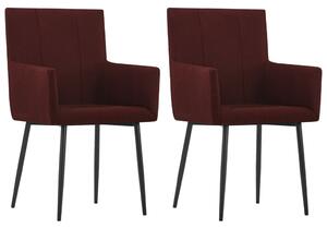 Dining Chairs with Armrests 2 pcs Wine Red Fabric