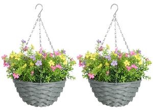HOMCOM Set of 2 Artificial Hanging Cosmos Flowers - Multi-Colored