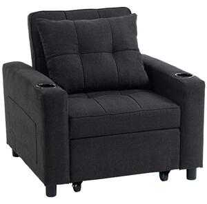 HOMCOM 3-in-1 Single Sofa Bed, Convertible Sleeper Chair Bed - Black