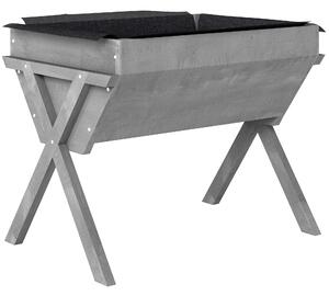 Outsunny Wooden Raised Garden Bed with Bed Liner, Elevated Planter Box with Legs, Light Grey